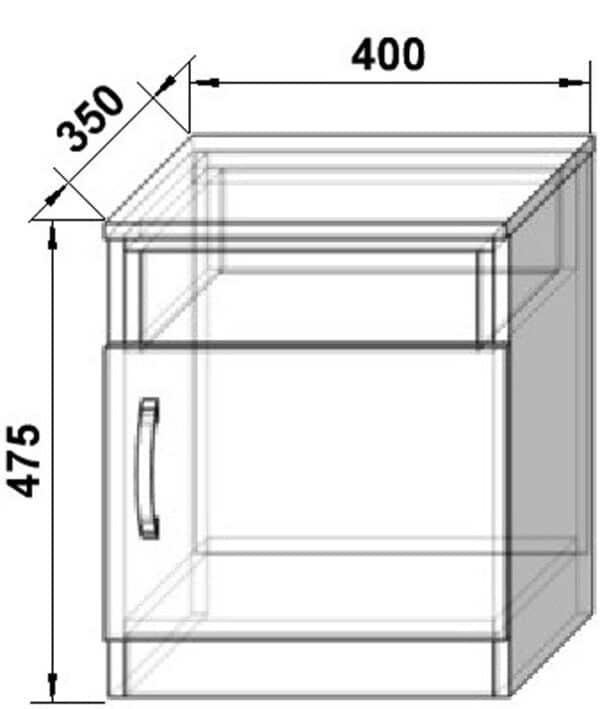 Приліжкова тумба ТУ-2 <br/>ДСП Білий <br/>475х400х350мм