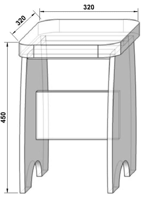 Табурет ТБ-2  <br/>Білий <br/>450х320х320мм