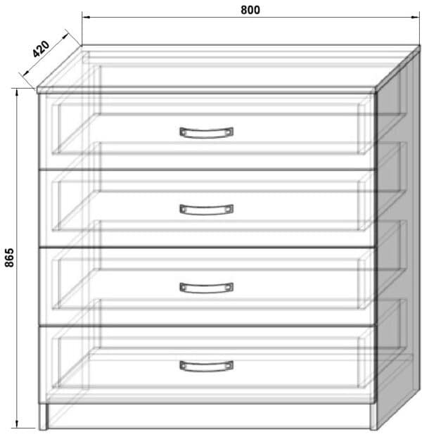 Комод КМ-2 <br>Белый <br>865х800х420 мм