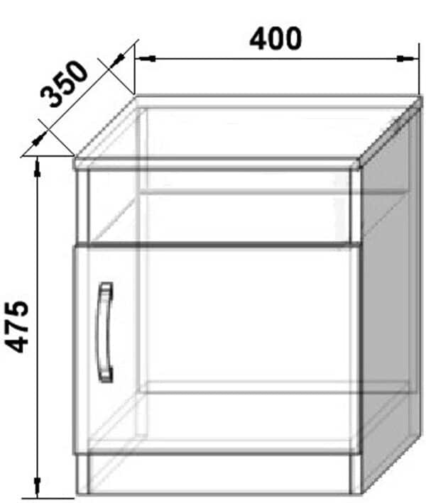 Приліжкова тумба ТУ-2  <br/>Дуб Родос темний <br/>475х400х350мм