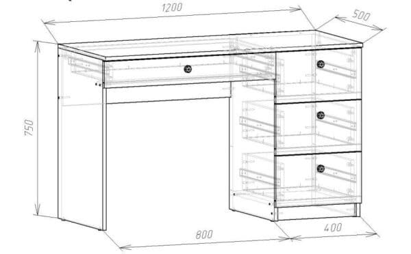 Письмовий стіл Арт <br/>1200х500х750мм <br/> Дуб Родос темний