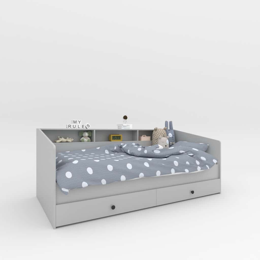 Детская кровать с ящиками Sleep well деревянная основа + ламели 800х2040х1000 мм Серый