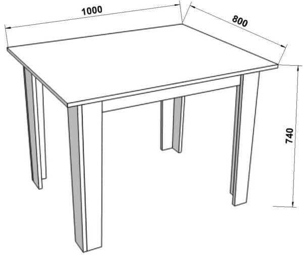 Обеденный стол КС-2 <br>Серый <br>740х800х1000 мм