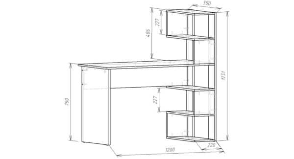 Письмовий стіл Open shelf <br/>750х1200х550 мм <br/>Дуб Родос темний