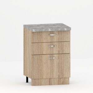 Шафа нижня  з 3 ящиками Фасади 880*600*355 мм Дуб Сонома