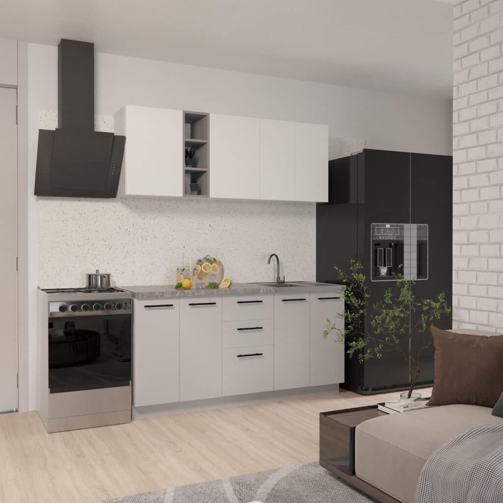 Кухня Стиль Comfort 1.6 м Серый/Белый