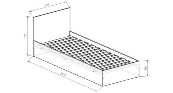 Односпальная кровать + деревянное основание с ламелями <br>КР-80 <br>750х834х2032 мм<br> Белый