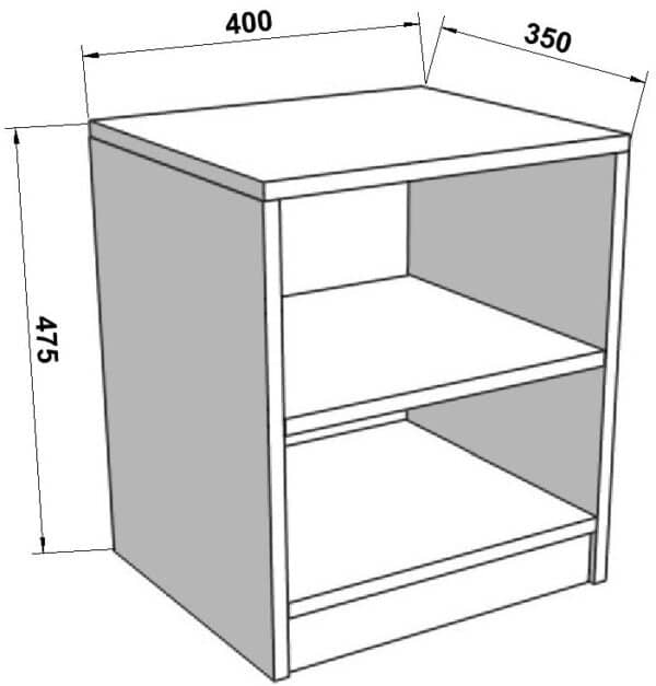 Прикроватная тумба <br>ТУ-1 <br>Серый <br>475х400х350мм