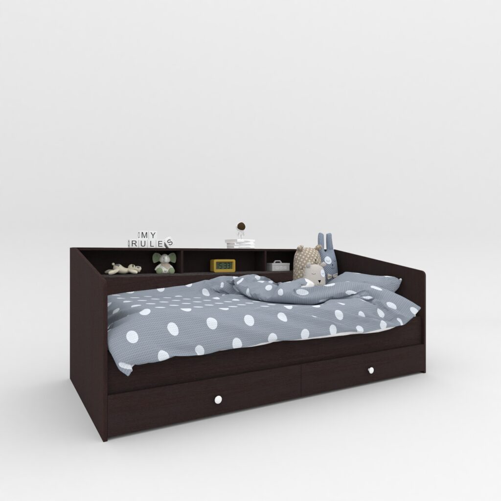 Детская кровать с ящиками Sleep well деревянная основа + ламели 800х2040х1000 мм Венге Магия
