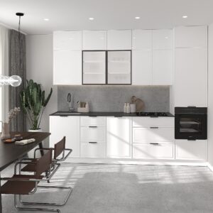 Функциональная дизайнерская готовая кухня Гаяна с глянцевыми фасадами 3,0 м