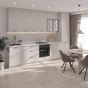 Функціональна дизайнерська готова кухня Хамбер з рельєфними глянцевими фасадами 3,4 м