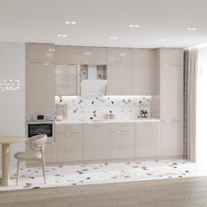 Функціональна дизайнерська готова кухня Вікторі з рельєфними глянцевими фасадами 3,6 м