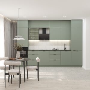 Дизайнерська готова кухня Вікторі з рельєфними матовими фасадами та доводчиками 3,6 м