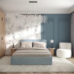 Двоспальне ліжко Хюгге з м’якою обивкою 900х1672х2076 мм