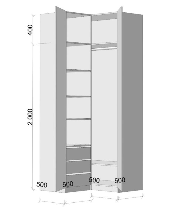 Шкаф Угловой 2400х1000х1000 мм