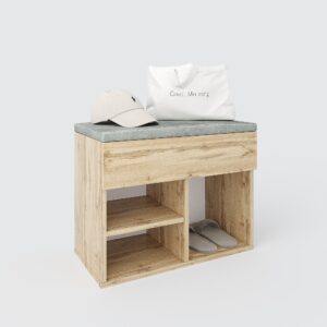 Банкетка с мягким сидением и полками в прихожую 485х600х320 мм