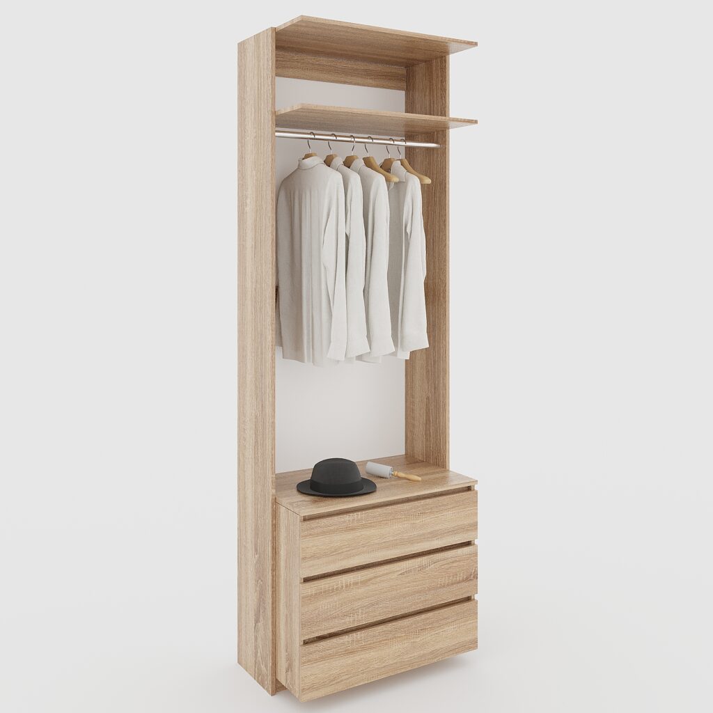 Модуль гардеробный со штангой и ящиками 2431х500 мм