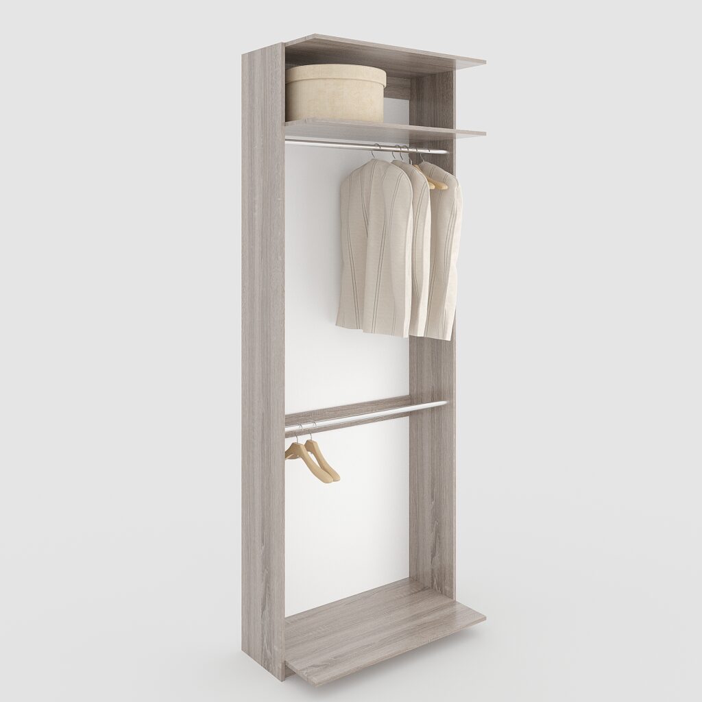 Открытый гардеробный модуль 2431х500 мм с двумя секциями для вешалок